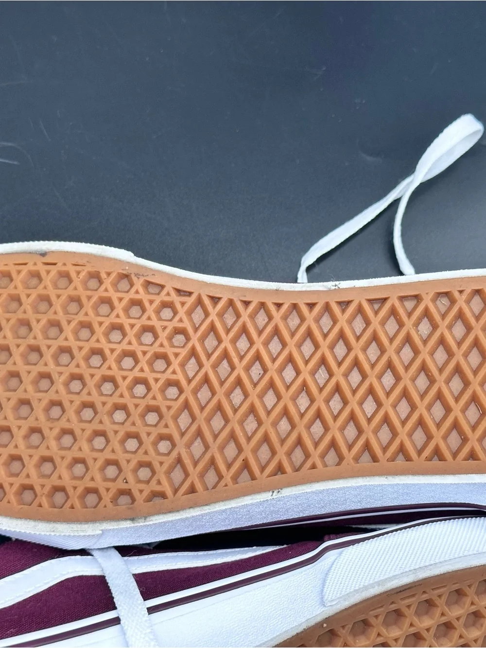 Size 10 Vans Ward Low Top Women’s Sneakers Burgundy Canvas White Stripe Shoes